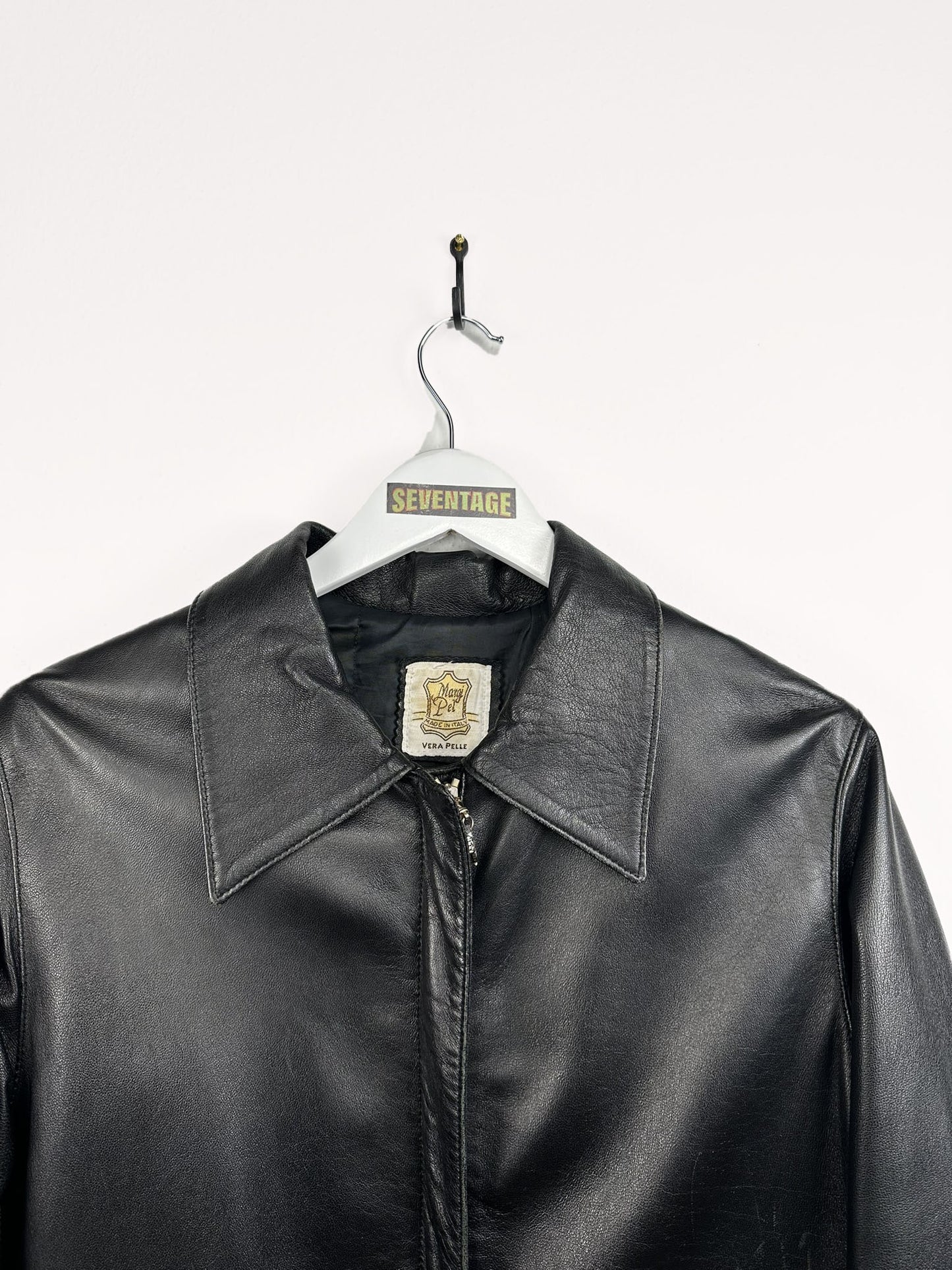 Trench in pelle nero 90s (33) - M
