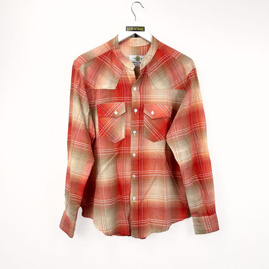 Camicia a quadri corallo - M