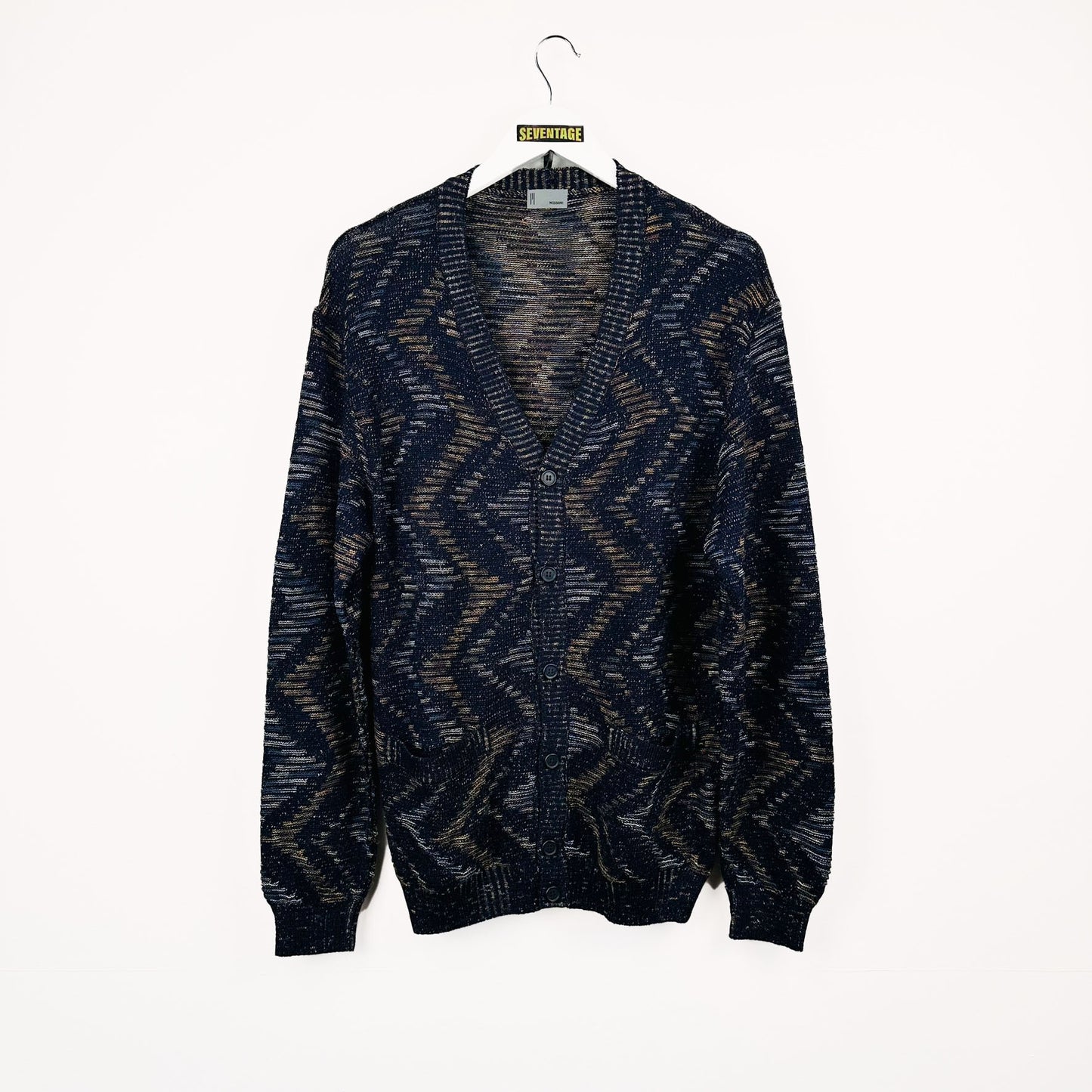 Maglione cardigan Missoni blu vintage - L