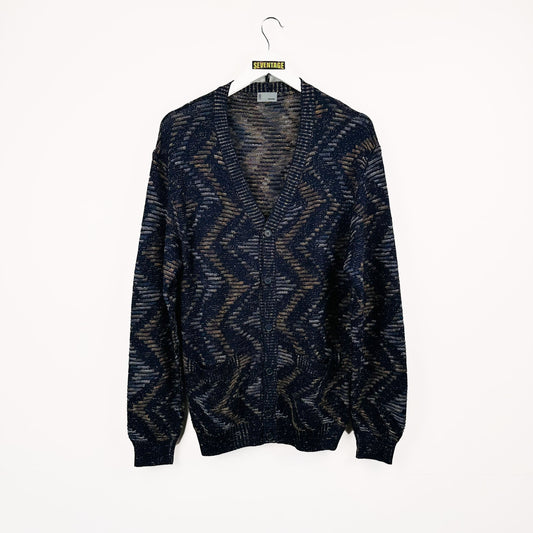 Maglione cardigan Missoni blu vintage - L
