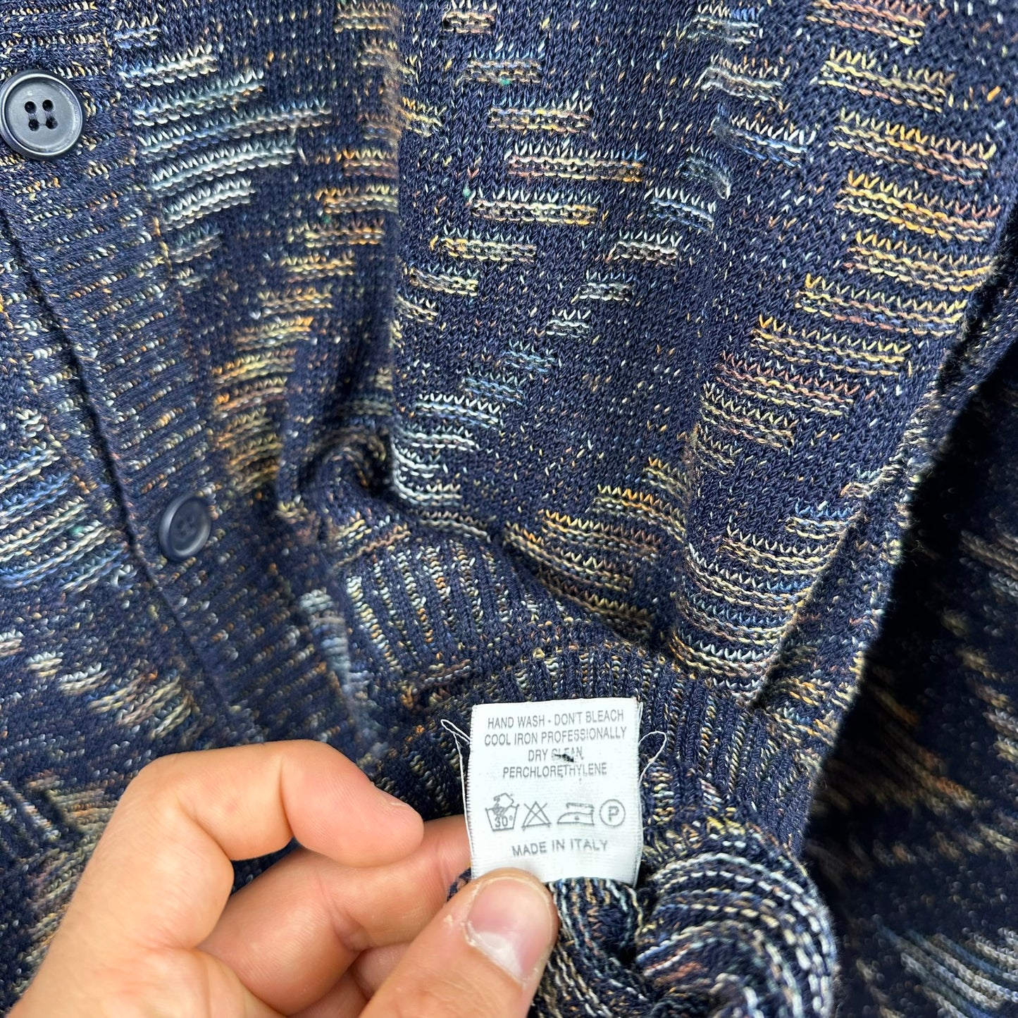 Maglione cardigan Missoni blu vintage - L