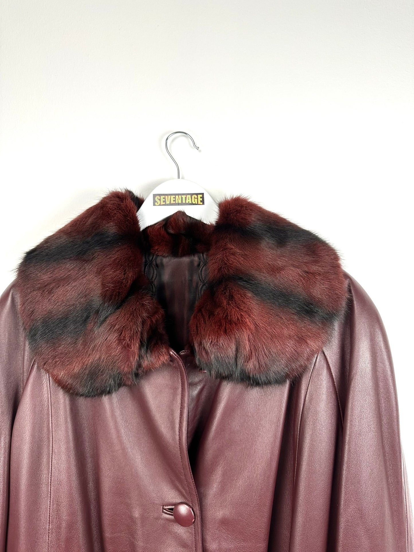 Cappotto in pelle bordeaux donna - XL