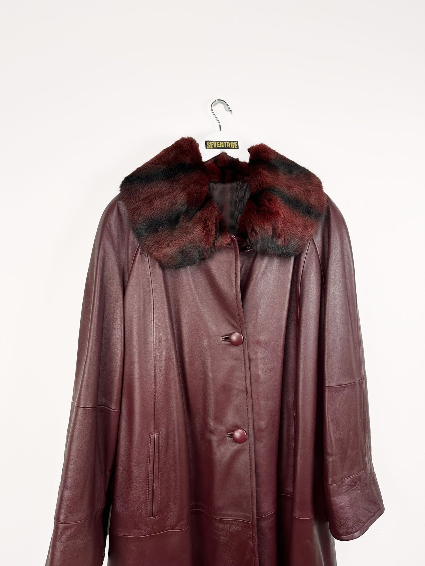 Cappotto in pelle bordeaux donna - XL