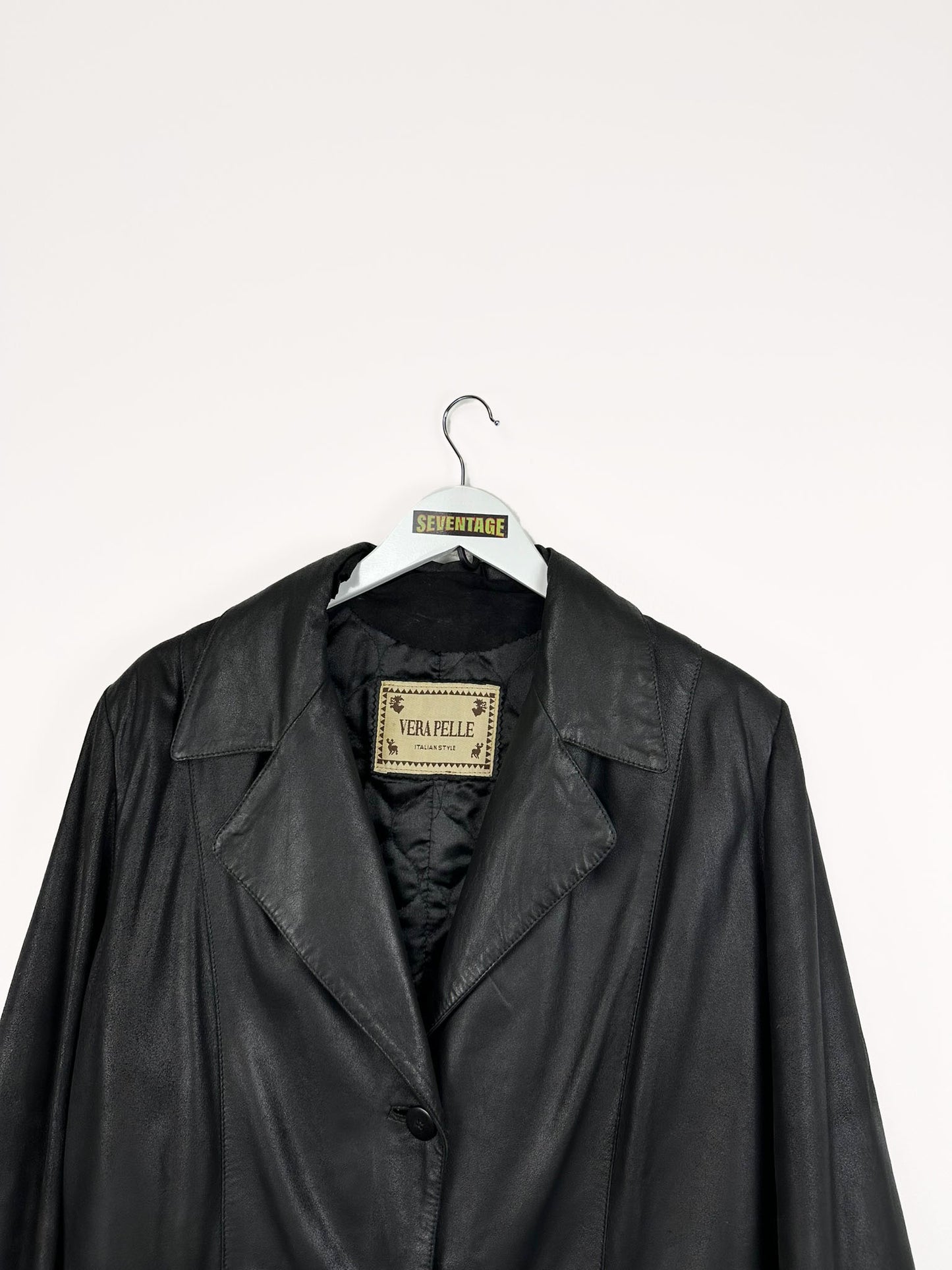 Trench lungo in vera pelle 90s - L