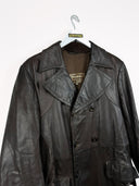 Trench lungo in pelle marrone 90s - L