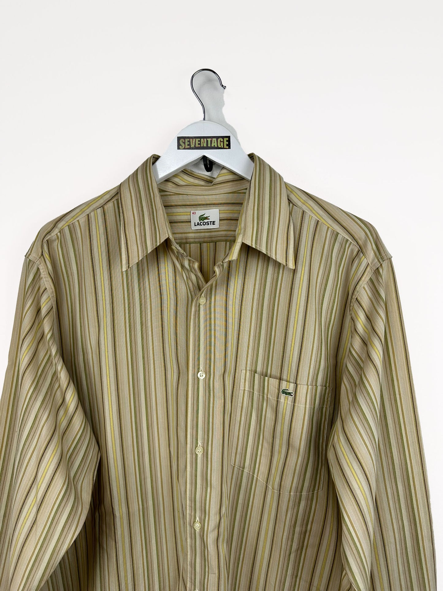 Camicia Lacoste beige a righe - XL