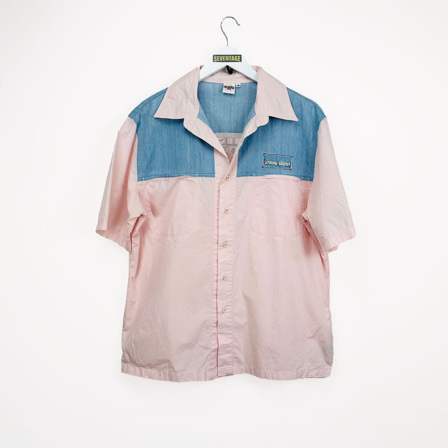 Camicia rosa blu vintage - XL