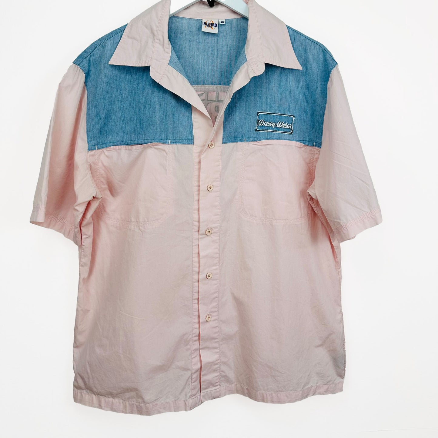 Camicia rosa blu vintage - XL