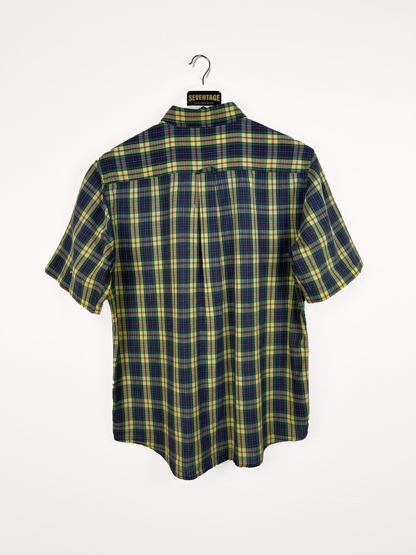 Camicia vintage verde blu a quadri - L