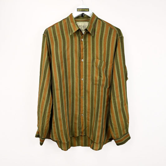 Camicia verde a righe over in viscosa - S