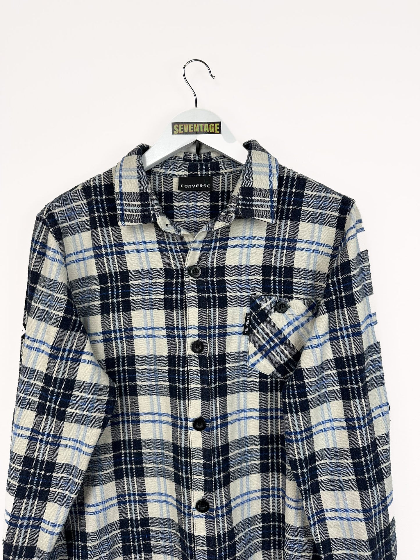 Camicia in flanella Converse blu 90s - L