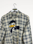 Camicia blu a quadri ricamo Paperino 90s donna - L