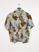Camicia bianca summer palme - S