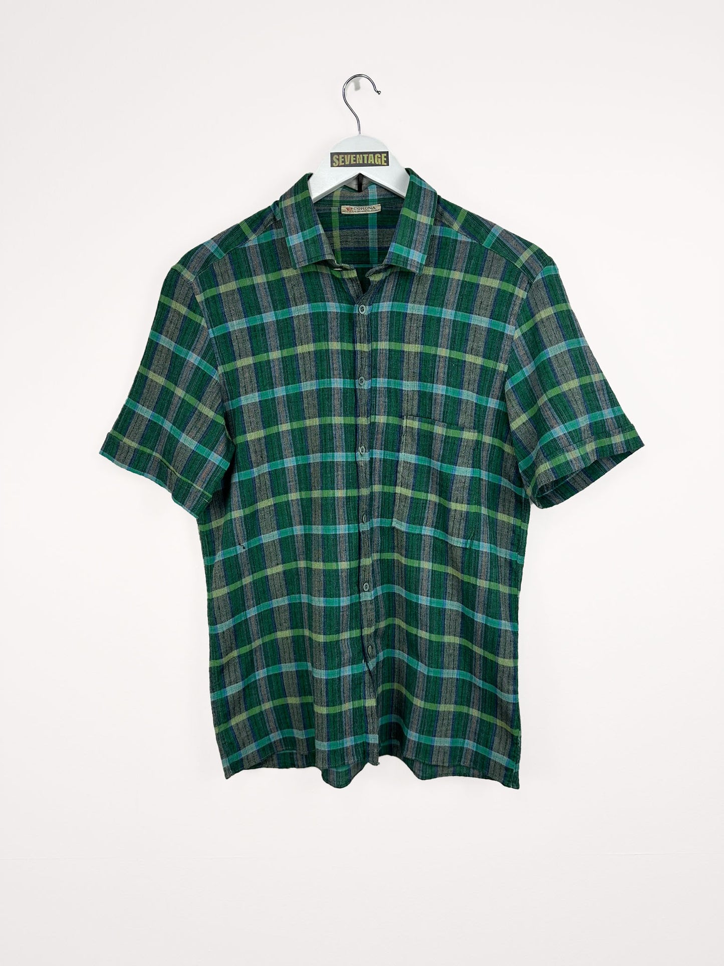 Camicia vintage verde a quadretti - M