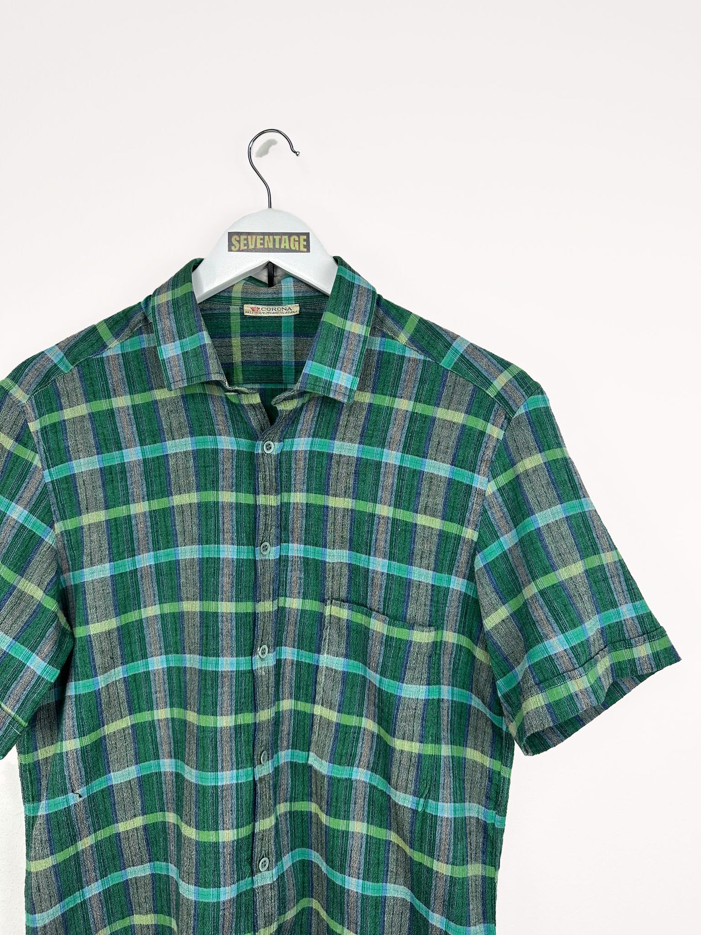 Camicia vintage verde a quadretti - M