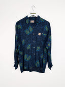 Camicia vintage blu gialla - M