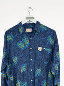 Camicia vintage blu gialla - M