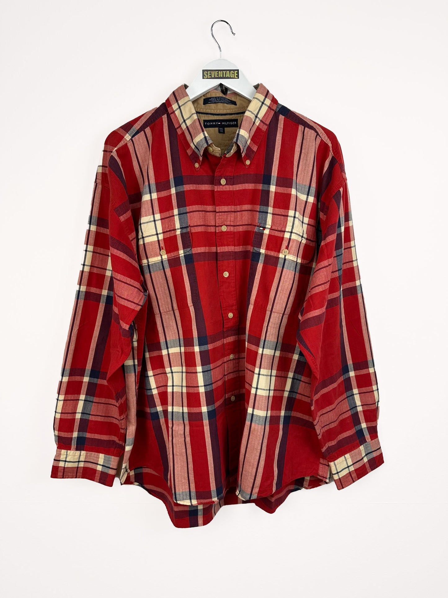 Camicia Tommy Hilfiger rossa 00s - XXL