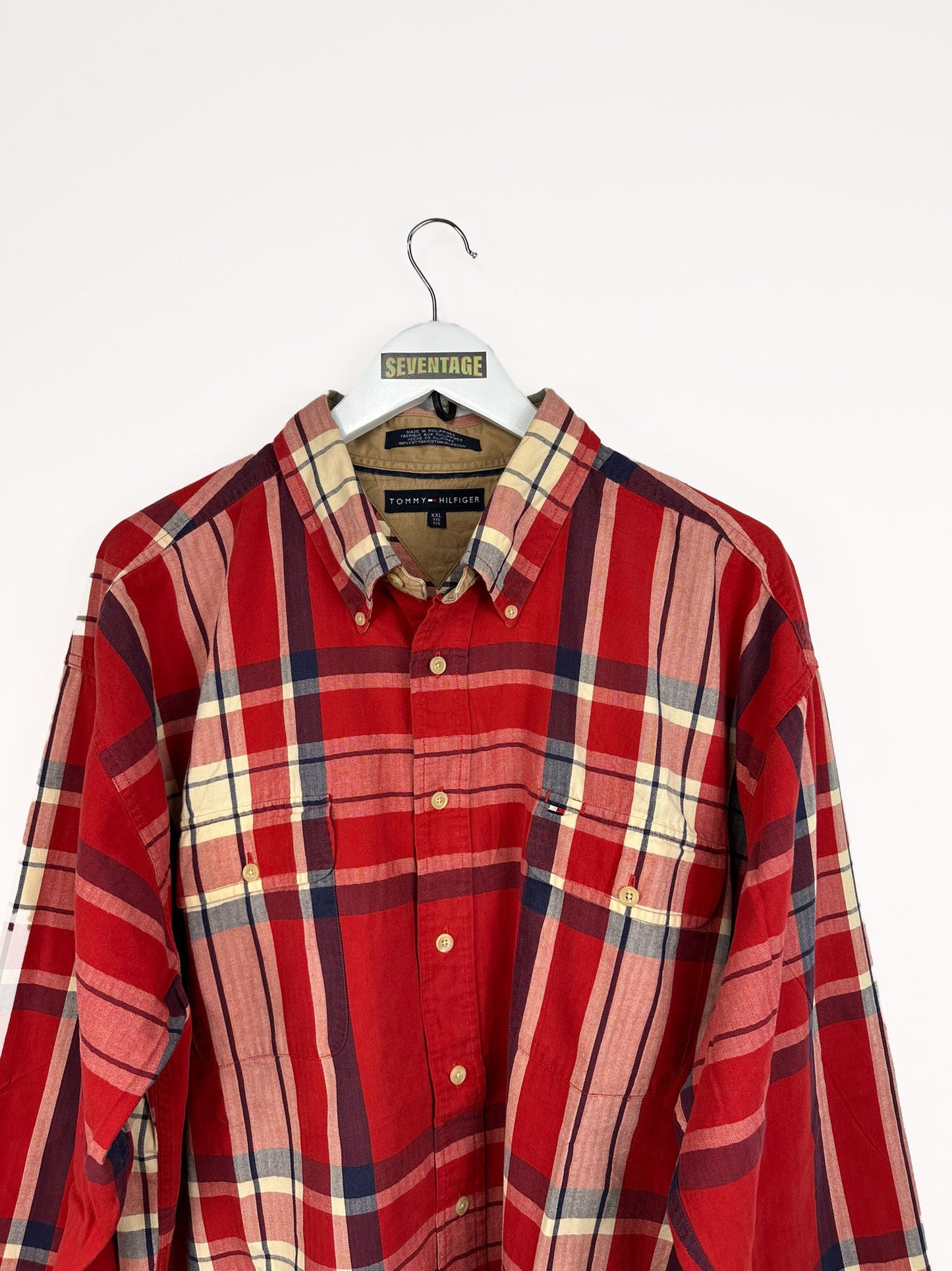 Camicia Tommy Hilfiger rossa 00s - XXL