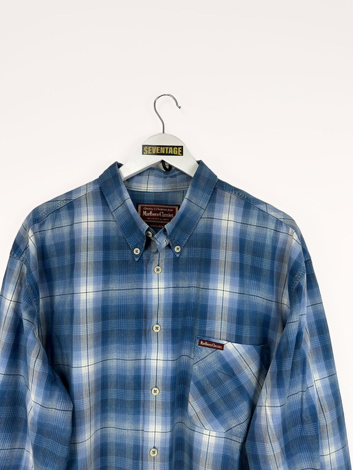 Camicia Marlboro blu a quadri - XXXL