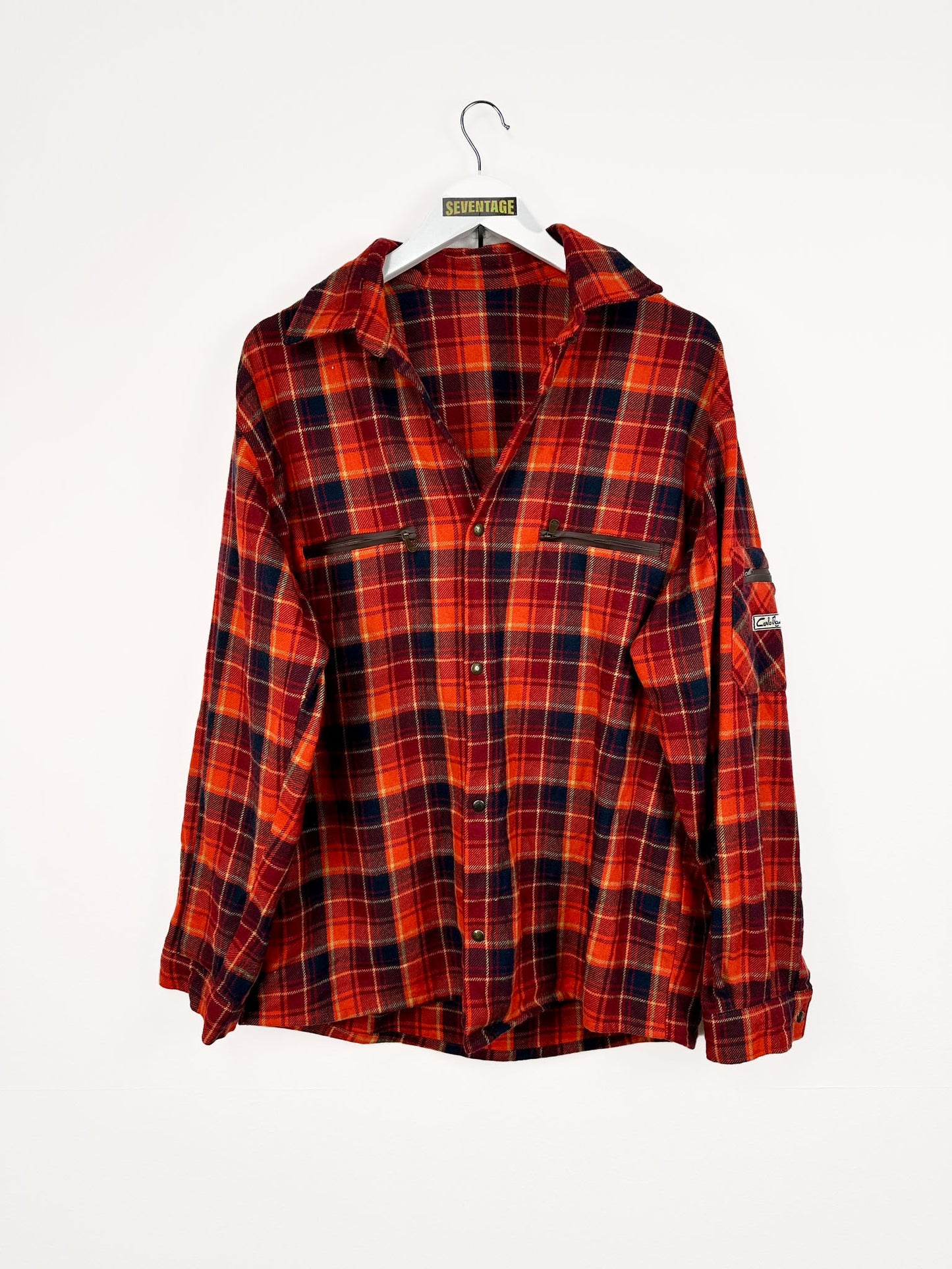 Giacca camicia rossa a quadri 90s - XL