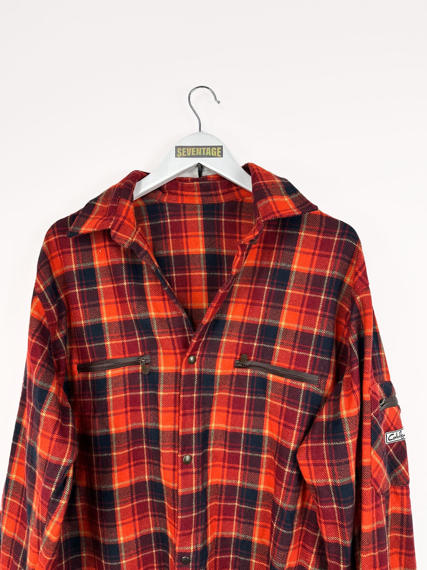 Giacca camicia rossa a quadri 90s - XL