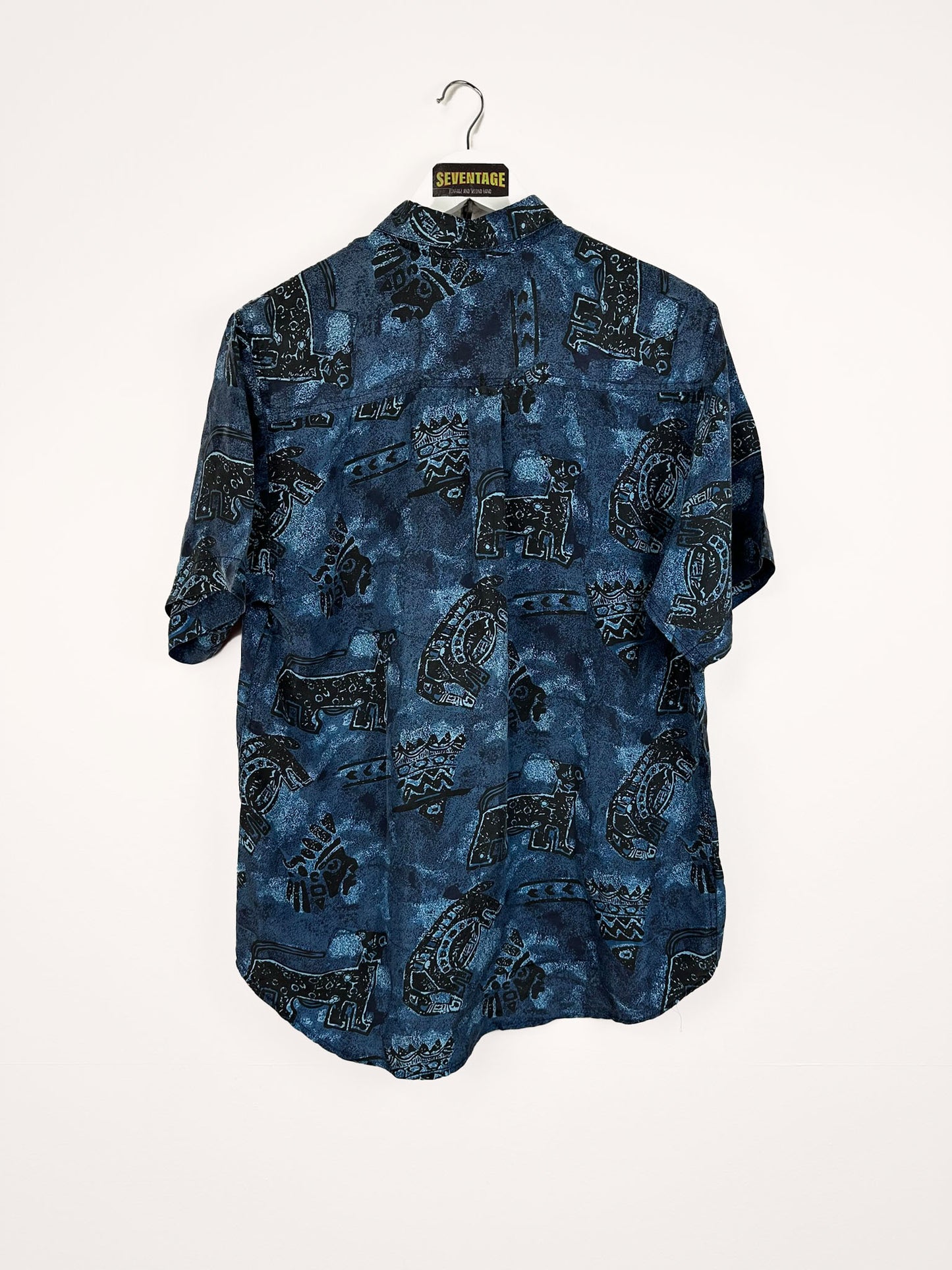 Camicia crazy blu 100% seta - S