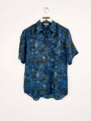 Camicia crazy blu 100% seta - S