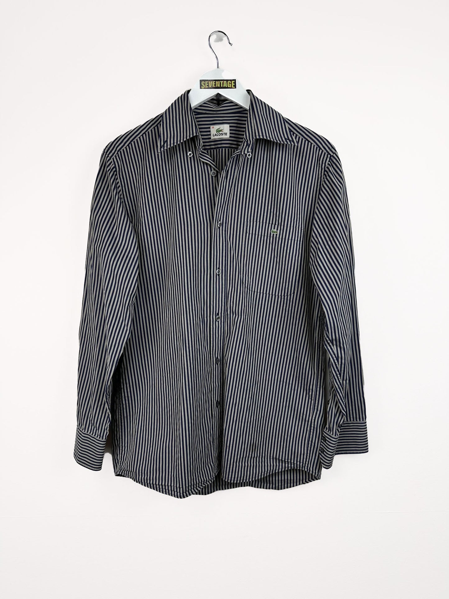 Camicia Lacoste blu grigia a righe - L