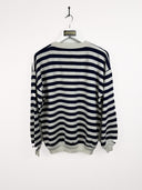 Felpa bianca blu a righe 90s - M