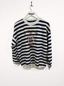 Felpa bianca blu a righe 90s - M