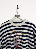 Felpa bianca blu a righe 90s - M