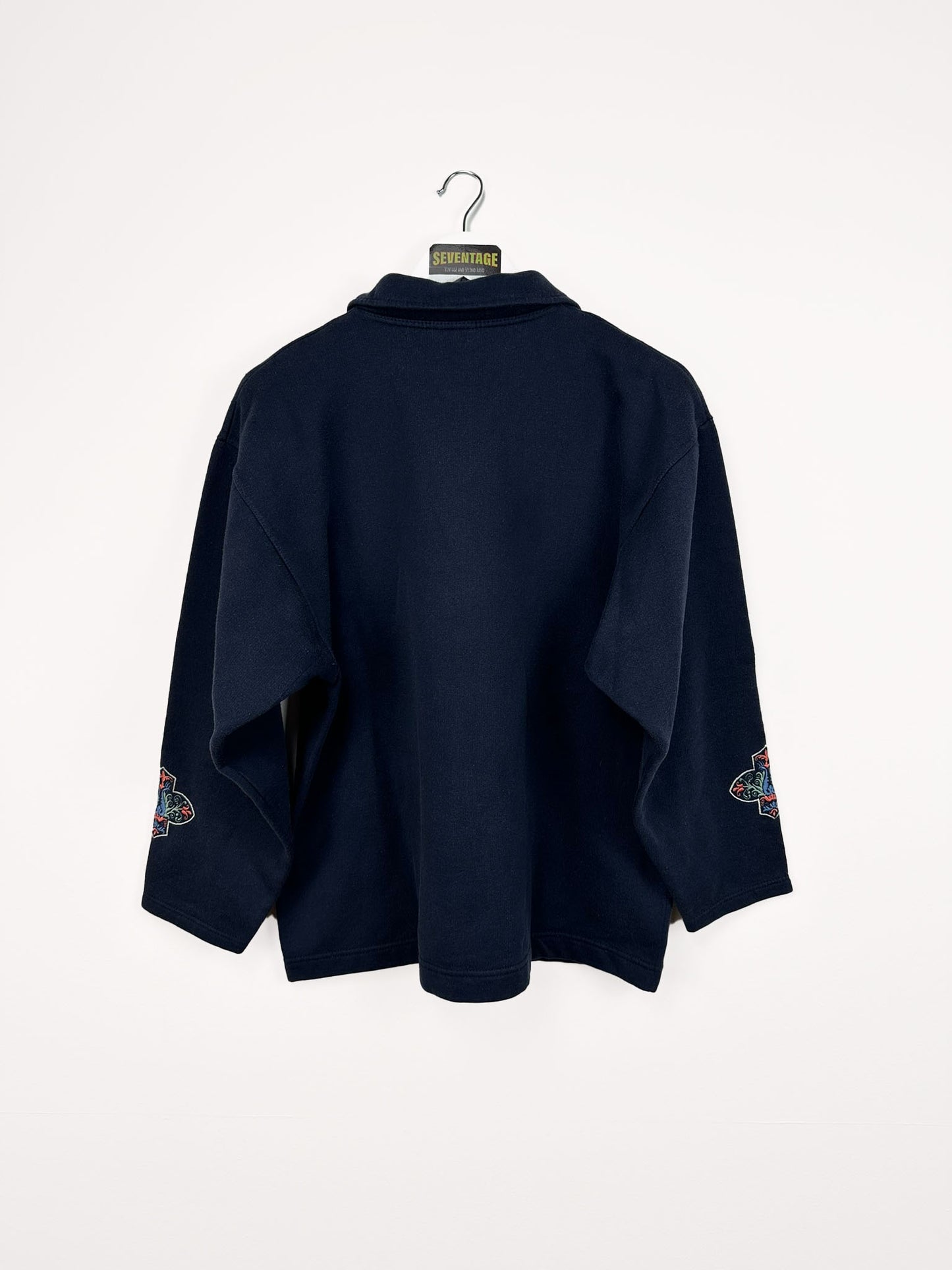 Felpa blu ricami 90s - M