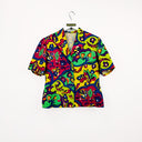 Giacca camicia handmade floreale donna - M