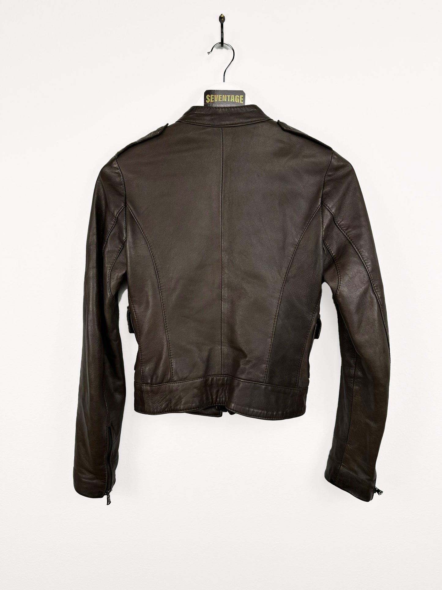 Giacca marrone in pelle donna - XS