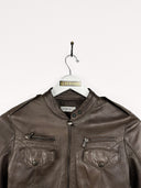 Giacca marrone in pelle donna - XS