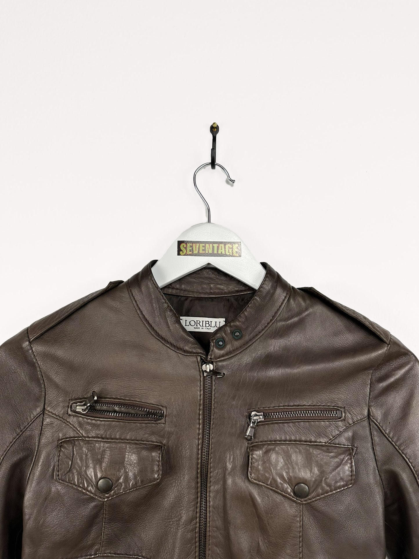 Giacca marrone in pelle donna - XS