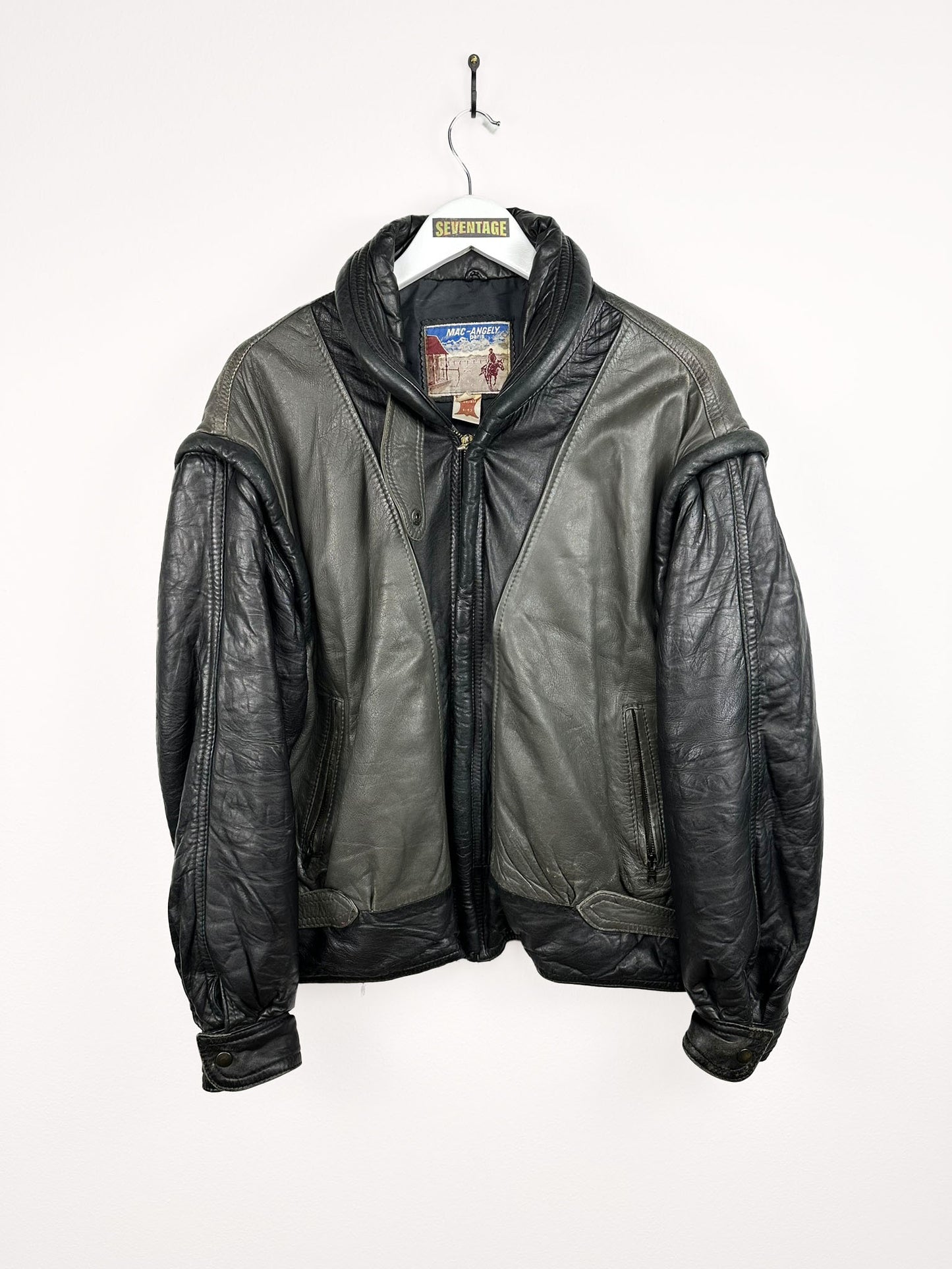 Bomber in pelle verde 90s (28) - M