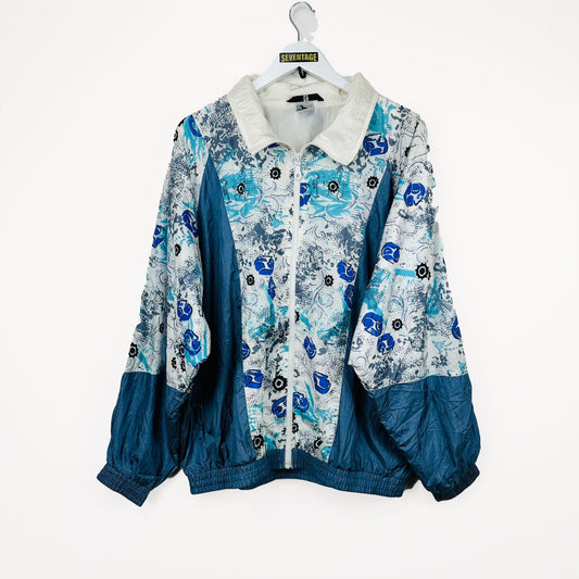 Giacca vintage bianca blu 90s - XL