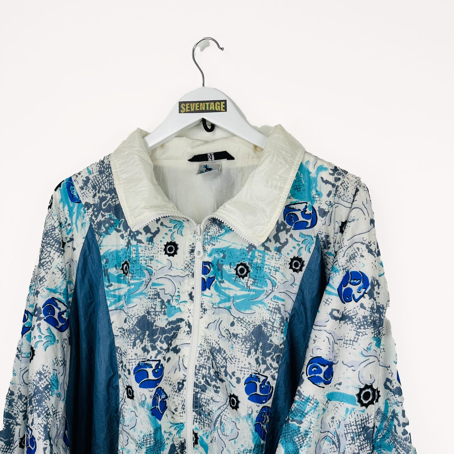 Giacca vintage bianca blu 90s - XL