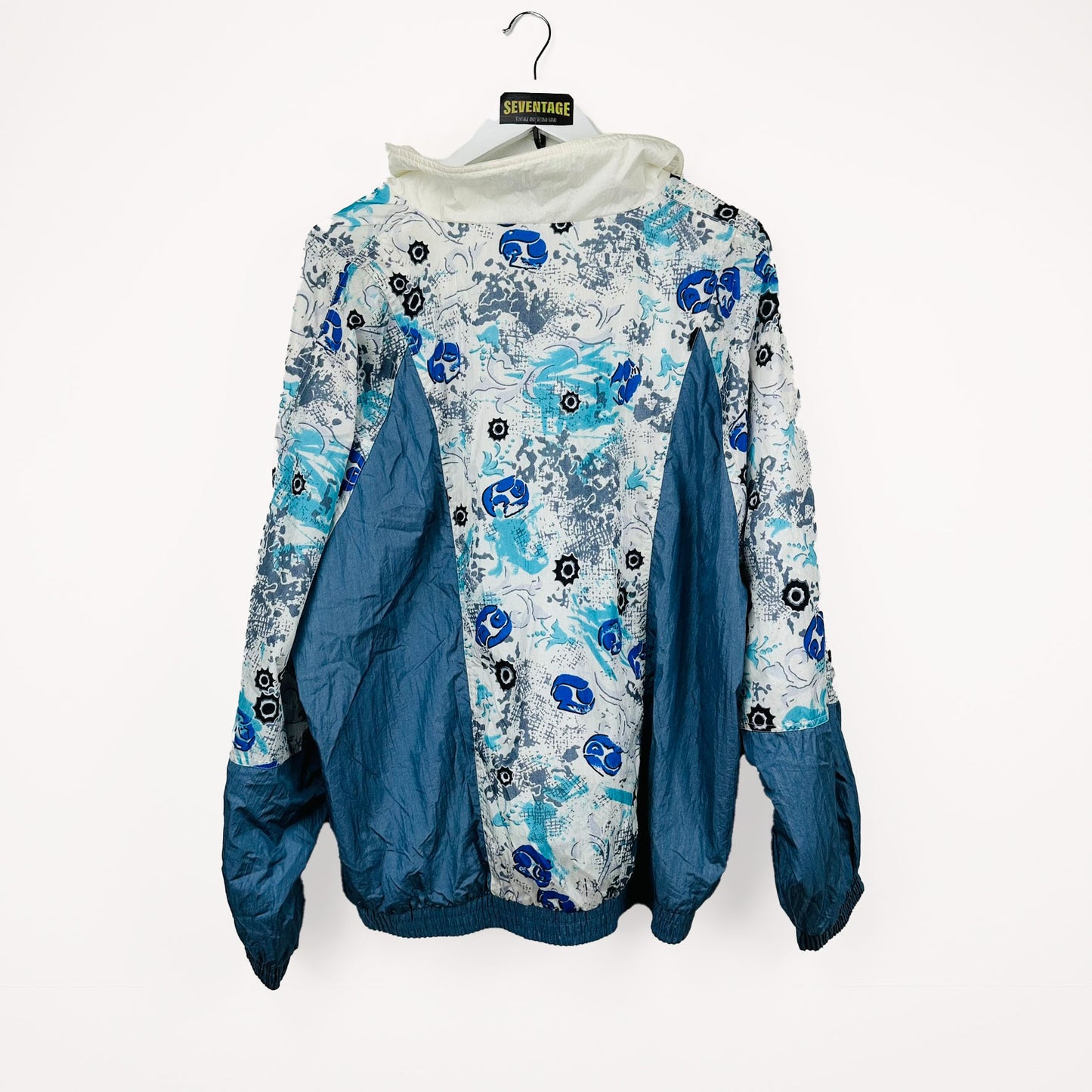 Giacca vintage bianca blu 90s - XL