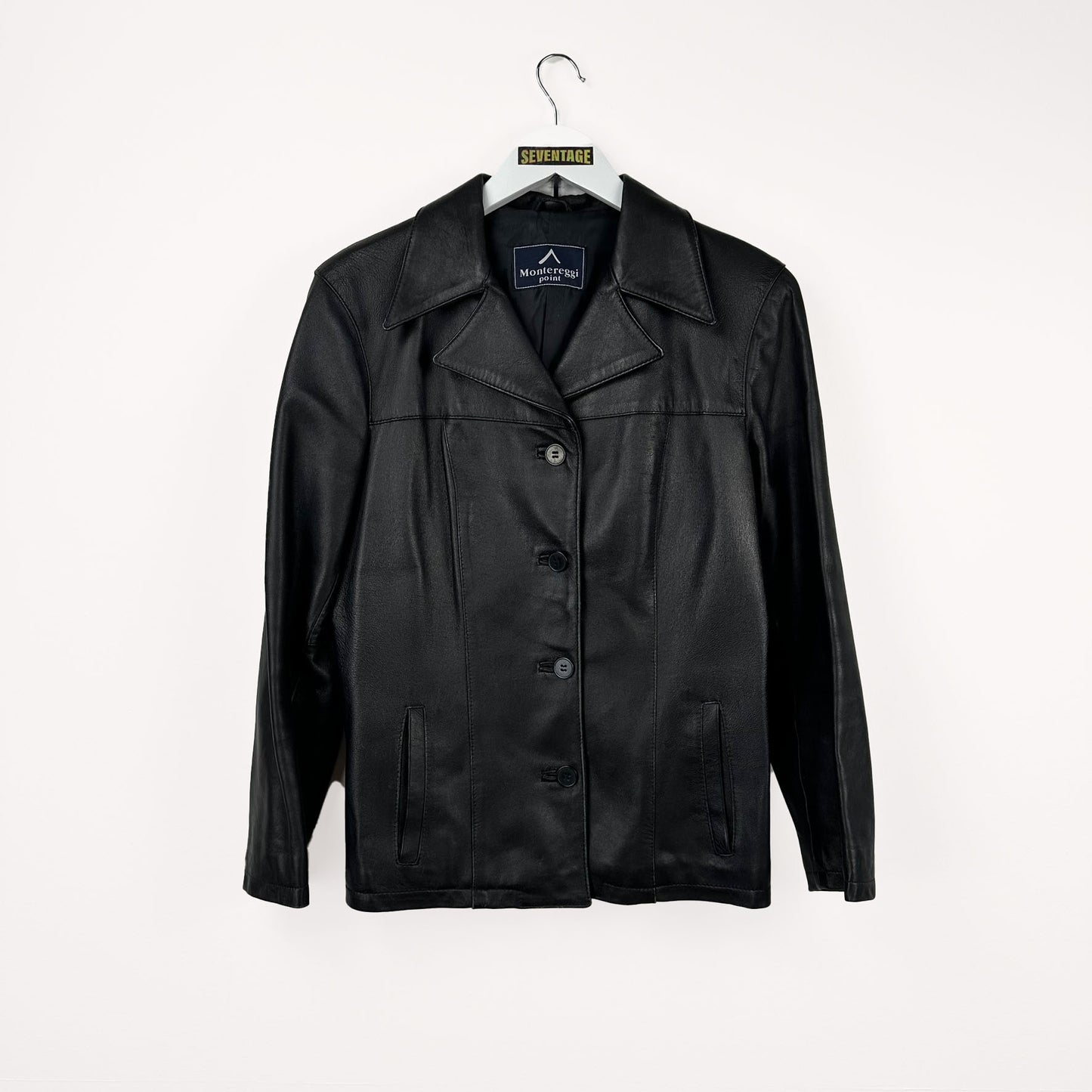 Giacca in pelle nera donna - M