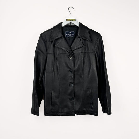 Giacca in pelle nera donna - M