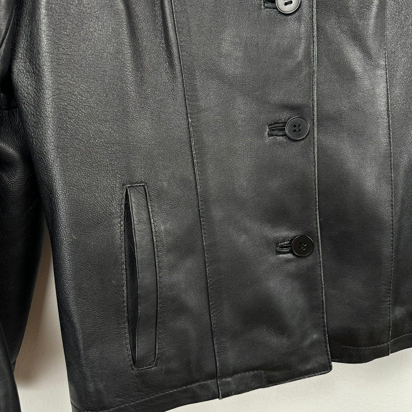 Giacca in pelle nera donna - M
