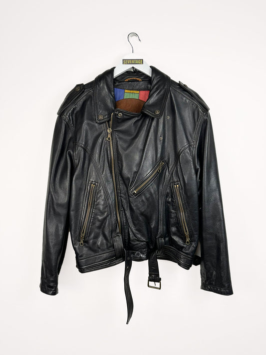 Giacca in pelle biker 90s - M