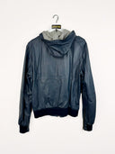 Giacca in pelle blu ottanio - M