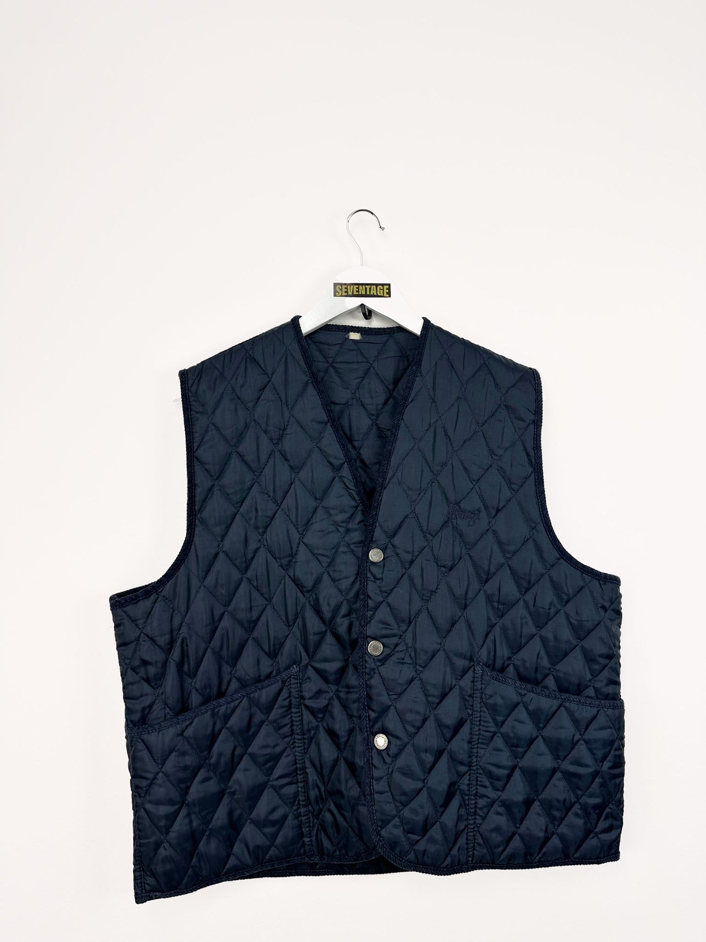 Gilet blu trapuntato 90s - M