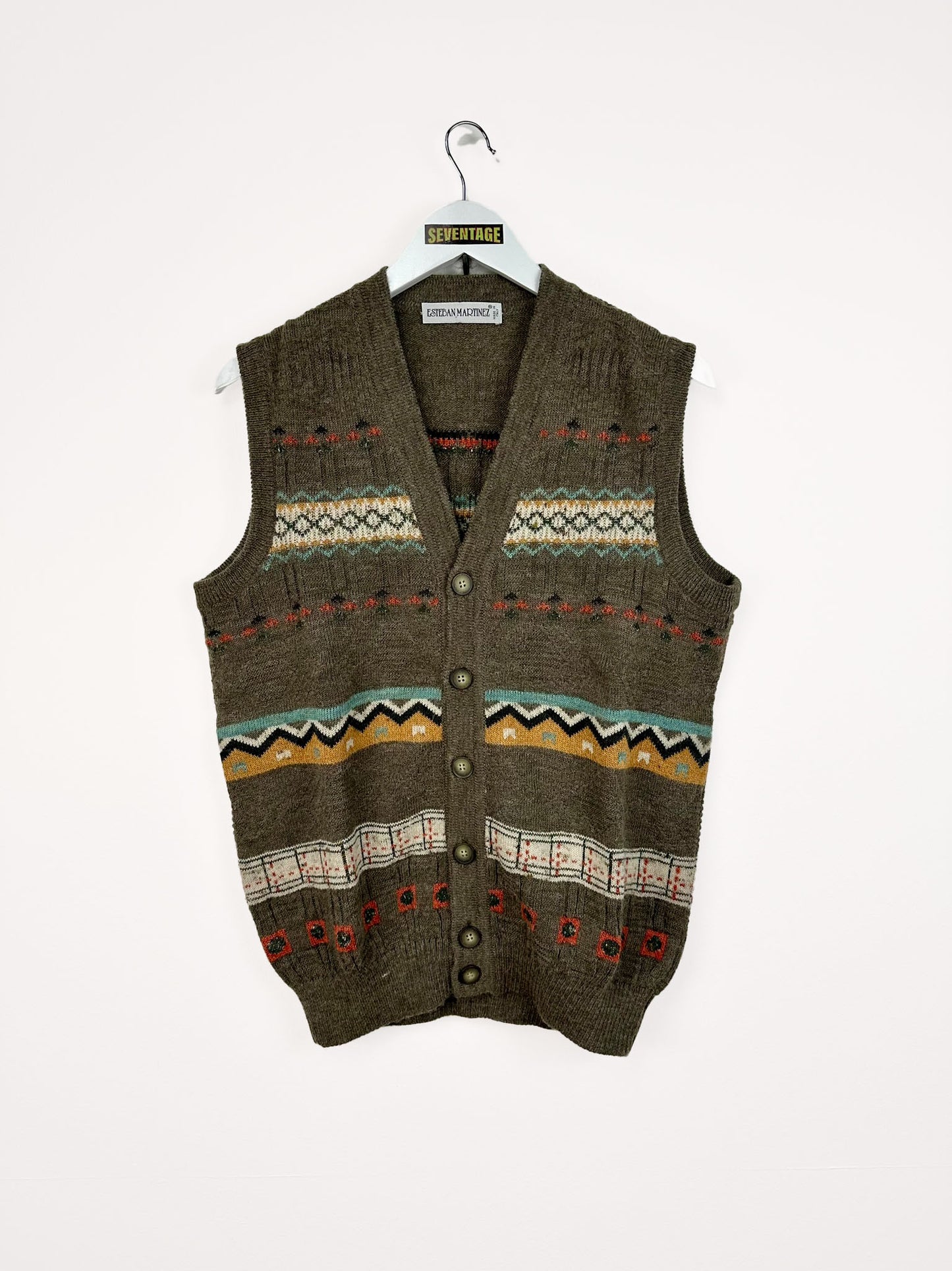 Gilet grigio in lana 90s - M