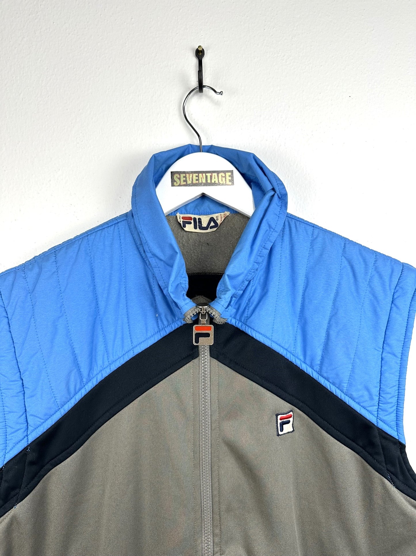 Gilet Fila blu grigio 80s - M