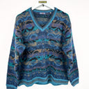 Maglione blu a righe in lana - M